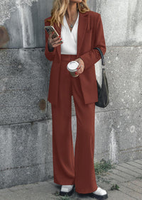 PRETTYGARDEN Women's Fall Two Piece Outfits Dressy Blazer Jacket and Wide Leg Pants Pockets Business Casual Office Suit Sets