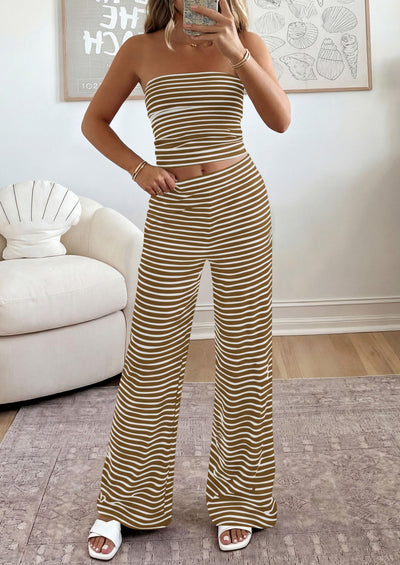 PRETTYGARDEN Summer Sets Women 2 Piece Outfits Matching Striped Loungewear Spring Airport Travel Beach Vacation Clothes PRETTYGARDEN