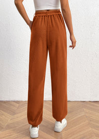 PRETTYGARDEN Women's Pants Dressy Casual Fall Elastic High Waisted Work Office Corduroy Trouser Slacks with Pockets