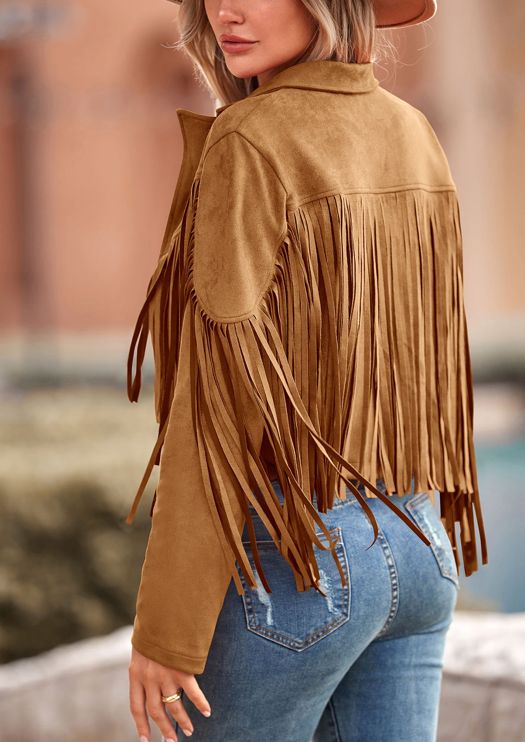 PRETTYGARDEN Women's Fringe Faux Suede Leather Jackets Fashion Tassel Motorcycle Cropped Coats