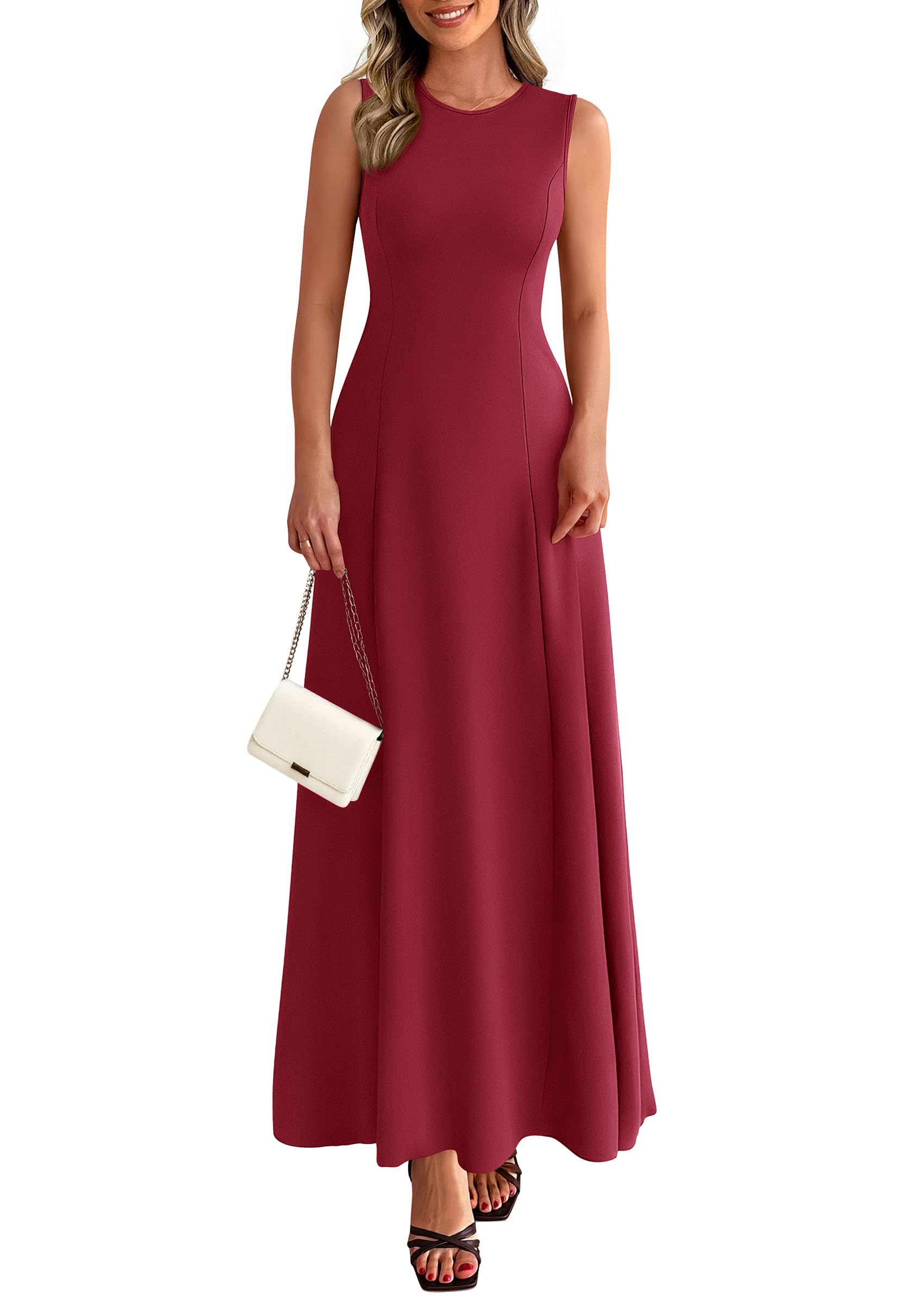 PRETTYGARDEN Women's Summer Tank Maxi Dress Spring Sleeveless Swing A Line Long Flowy Elegant Cocktail Dresses Pockets PRETTYGARDEN