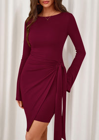 PRETTYGARDEN Women Mini Bodycon Dresses Long Sleeve Ruched Fitted Short Night Out Trendy Party Club Outfits Fall Clothes