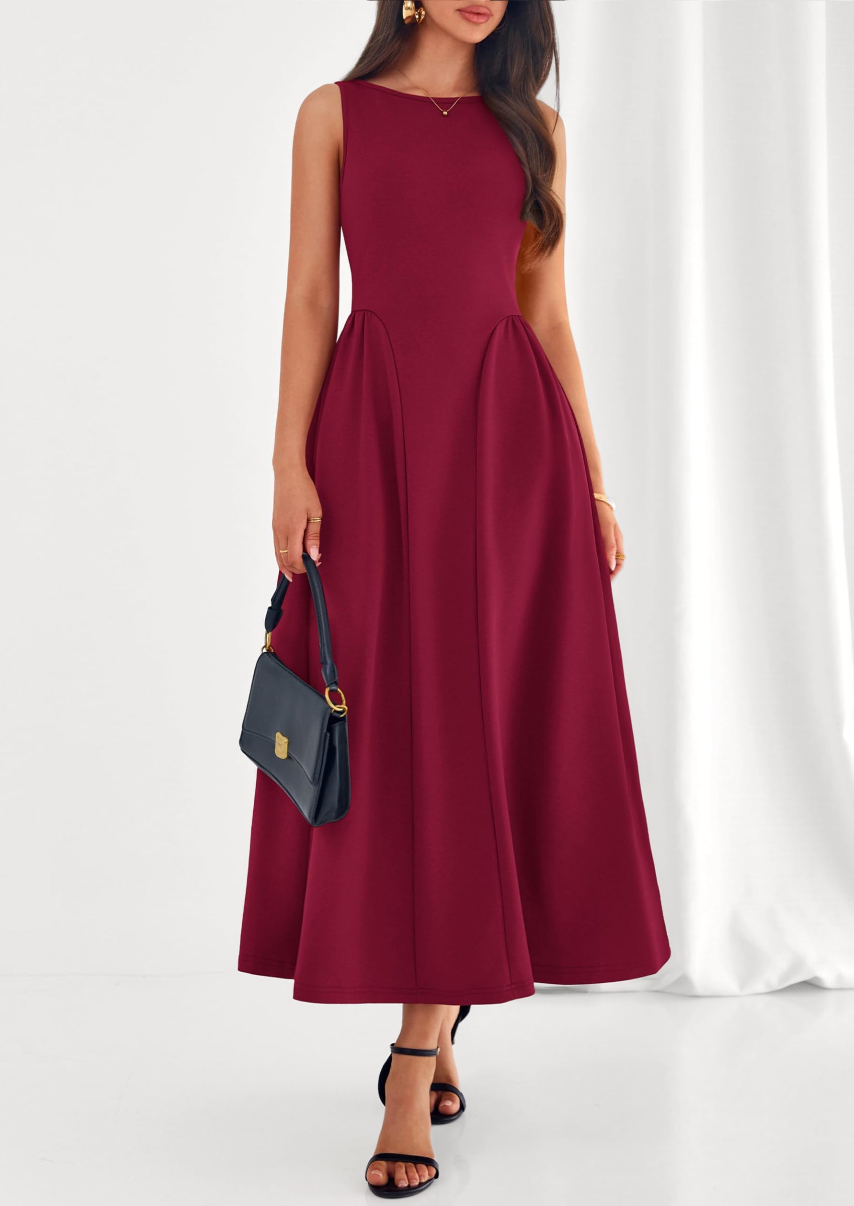 PRETTYGARDEN Summer Sleeveless Maxi Dresses for Women Elegant Classy A Line Tank Formal Midi Long Wedding Guest Dress PRETTYGARDEN