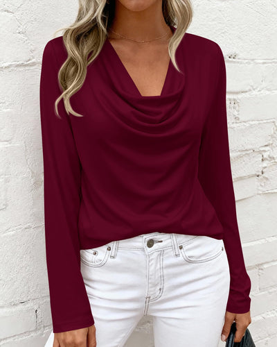 PRETTYGARDEN Womens Spring Tops Dressy Cowl Neck Long Sleeve Shirts Loose Business Casual Blouses Teacher Tunic Top PRETTYGARDEN