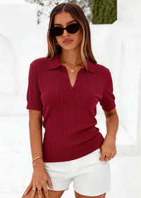PRETTYGARDEN Women's Short Sleeve Sweater Spring Polo Shirts Ribbed Knit V Neck Business Casual Tops Summer Work Clothes