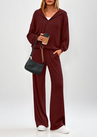 PRETTYGARDEN Women's 2 Piece Fall Lounge Sets Zip Up Hoodie Wide Leg Pants Tracksuit Matching Travel Outfits Clothes