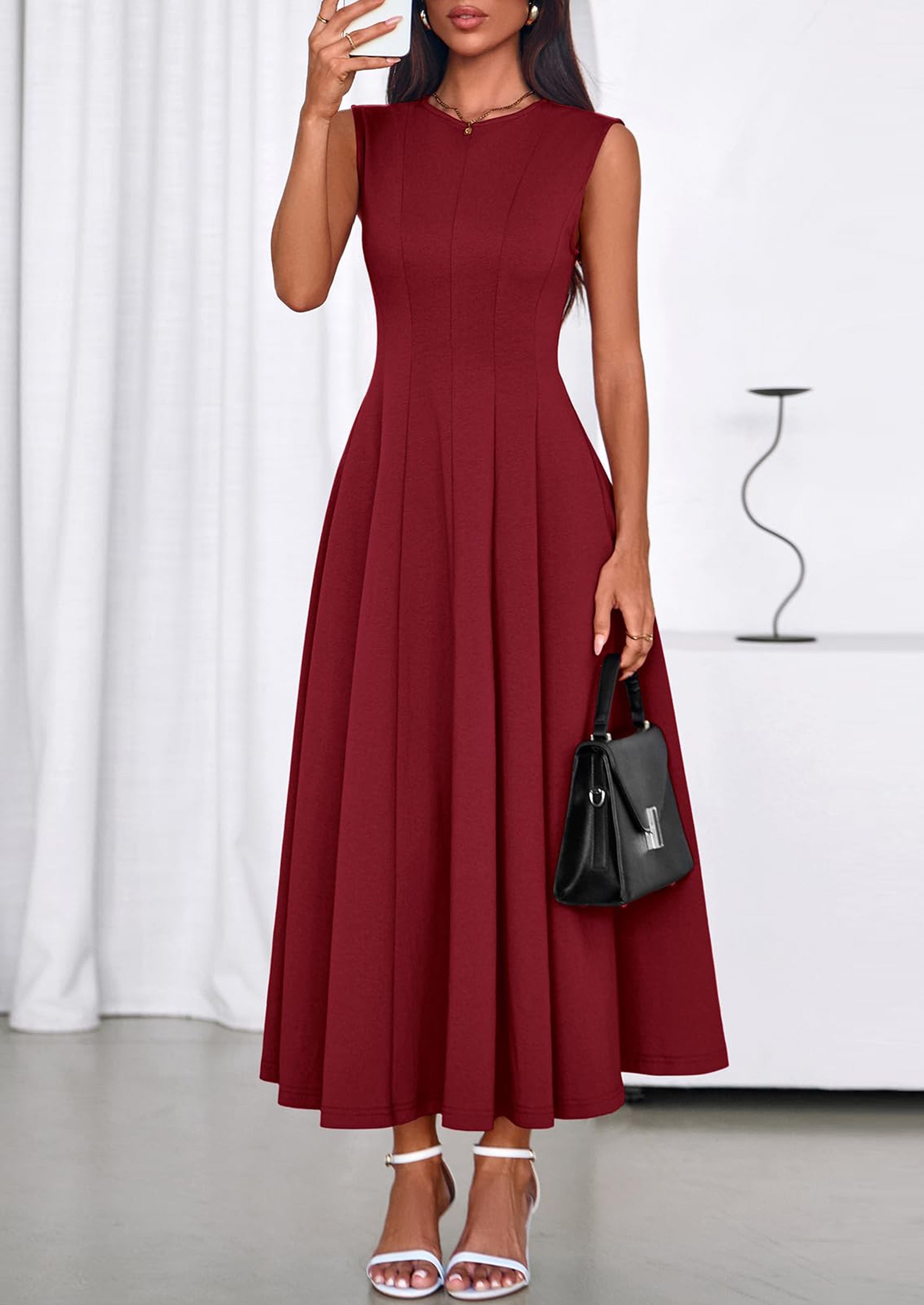 PRETTYGARDEN Sleeveless Crewneck Summer Maxi Dresses for Women Elegant Classy Semi Formal A Line Modest Party Dress PRETTYGARDEN
