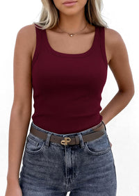 PRETTYGARDEN Womens Summer Tops Spring Cute Sleeveless Scoop Neck Workout Tank Top Casual Ribbed Knit Basic Cami Shirts PRETTYGARDEN