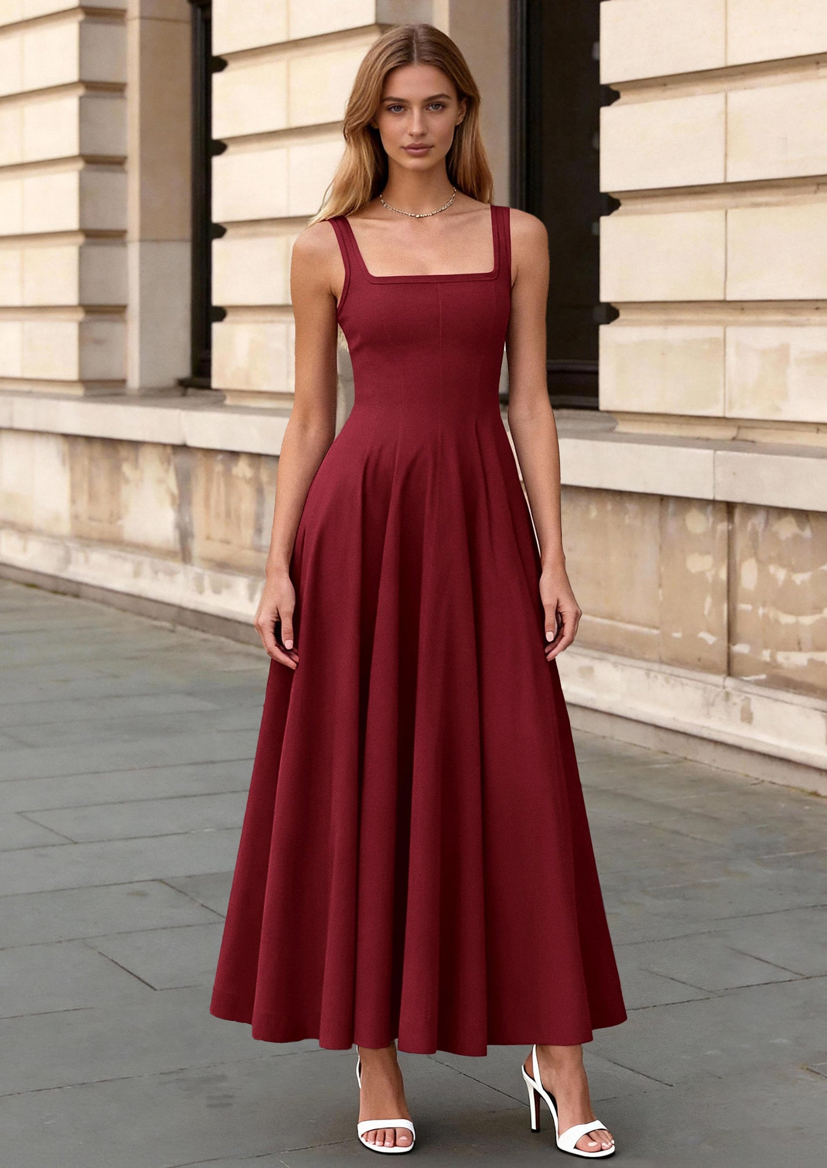 PRETTYGARDEN Cocktail Dresses for Women Formal Summer Sleeveless A Line Long Flowy Spring Wedding Guest Party Midi Dress PRETTYGARDEN