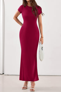 PRETTYGARDEN Womens Summer Maxi Dresses Casual Short Sleeve Crewneck Knit Slit T Shirt Dress Spring Long Beach Sundress PRETTYGARDEN