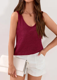 PRETTYGARDEN Women Summer Tank Tops Basic Sleeveless V Neck Light Sweater Vest Knit Crop Top Beach Vacation Clothes PRETTYGARDEN