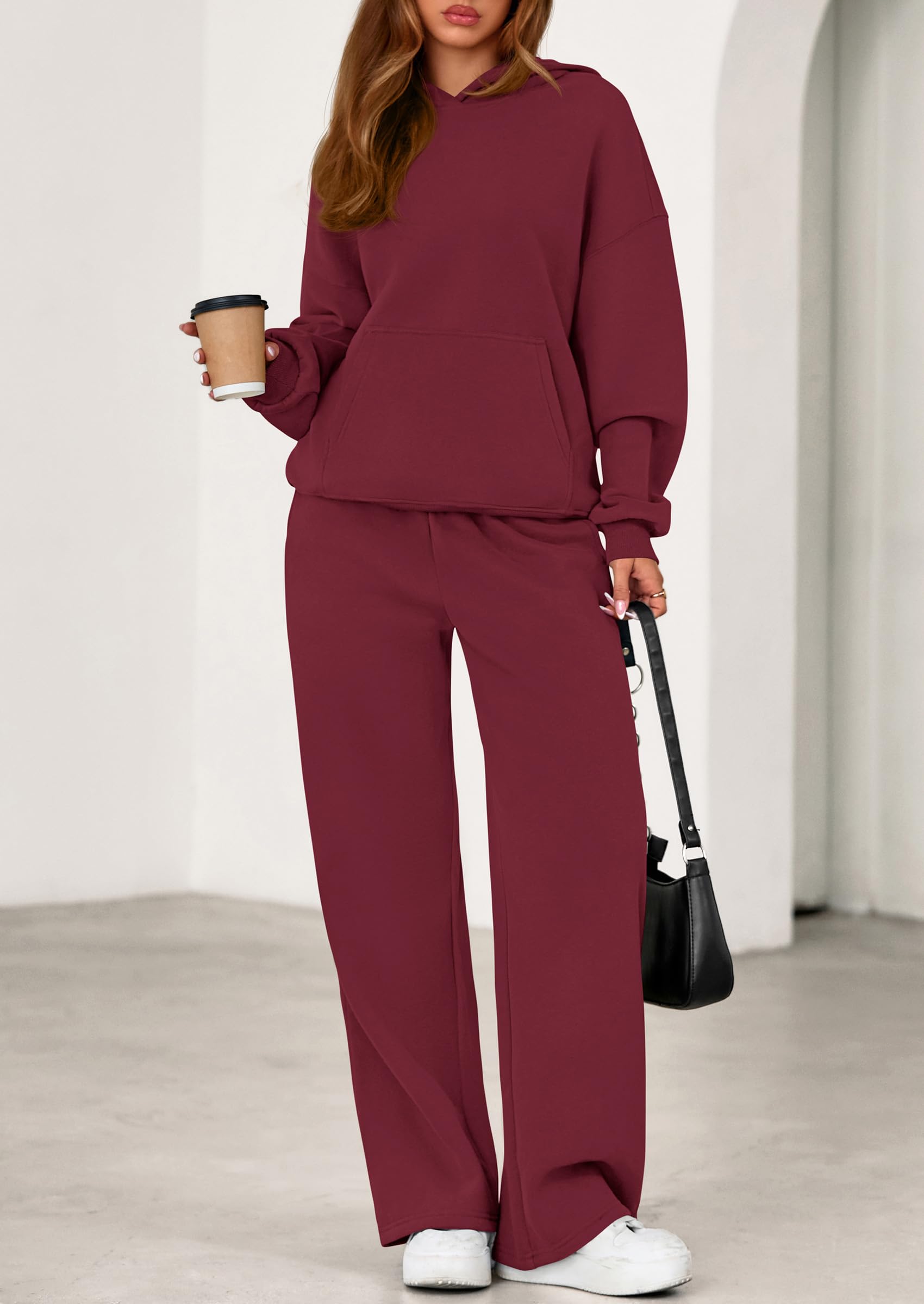 PRETTYGARDEN Women's 2 Piece Outfits Fall Sweatsuits Oversized Hoodies Wide Leg Sweatpants Tracksuits Lounge Matching Sets PRETTYGARDEN