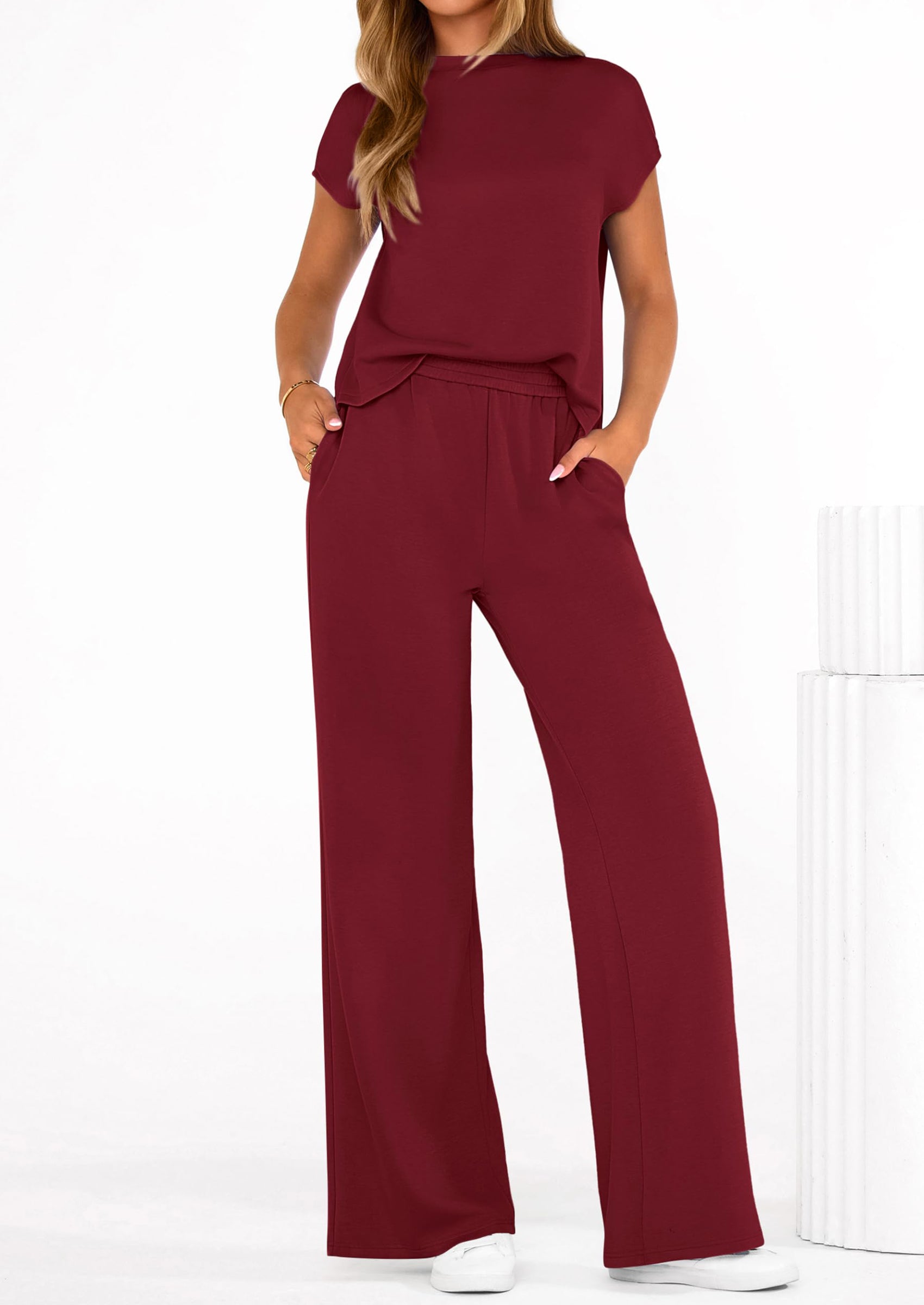 PRETTYGARDEN Womens 2 Piece Outfits Casual Cap Sleeve Lounge Set Summer Tracksuits Matching Sets Beach Fashion Travel Clothes PRETTYGARDEN