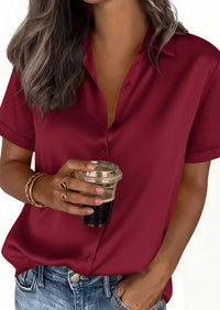 PRETTYGARDEN Women's Summer Button Down Shirts Short Sleeve Work Tops Dressy Blouses Spring Business Casual Outfits PRETTYGARDEN