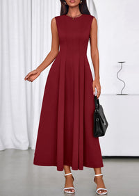 PRETTYGARDEN Sleeveless Crewneck Summer Maxi Dresses for Women Elegant Classy Semi Formal A Line Modest Party Dress PRETTYGARDEN