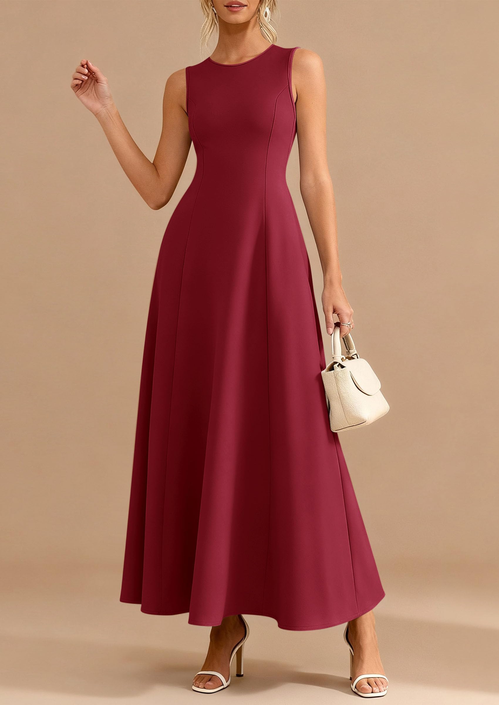 PRETTYGARDEN Women's Summer Tank Maxi Dress Spring Sleeveless Swing A Line Long Flowy Elegant Cocktail Dresses Pockets PRETTYGARDEN