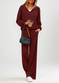 PRETTYGARDEN Women's 2 Piece Fall Lounge Sets Zip Up Hoodie Wide Leg Pants Tracksuit Matching Travel Outfits Clothes