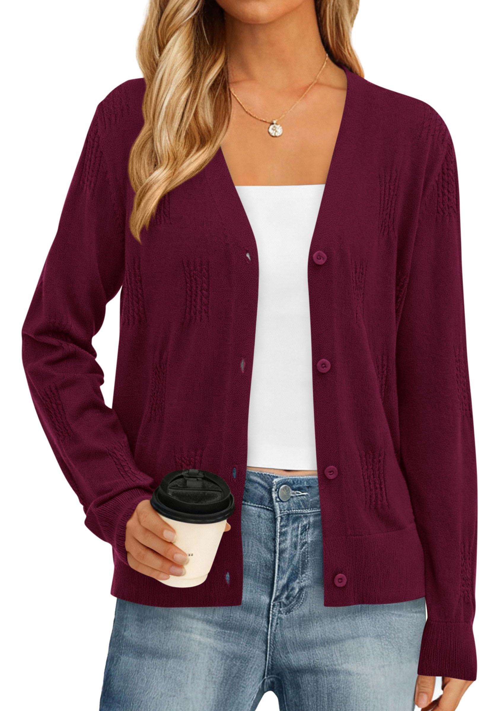 PRETTYGARDEN Women's Soft Winter Cardigan Sweaters Lightweight Knit Button Up Shrug Fall Sweater Tops PRETTYGARDEN