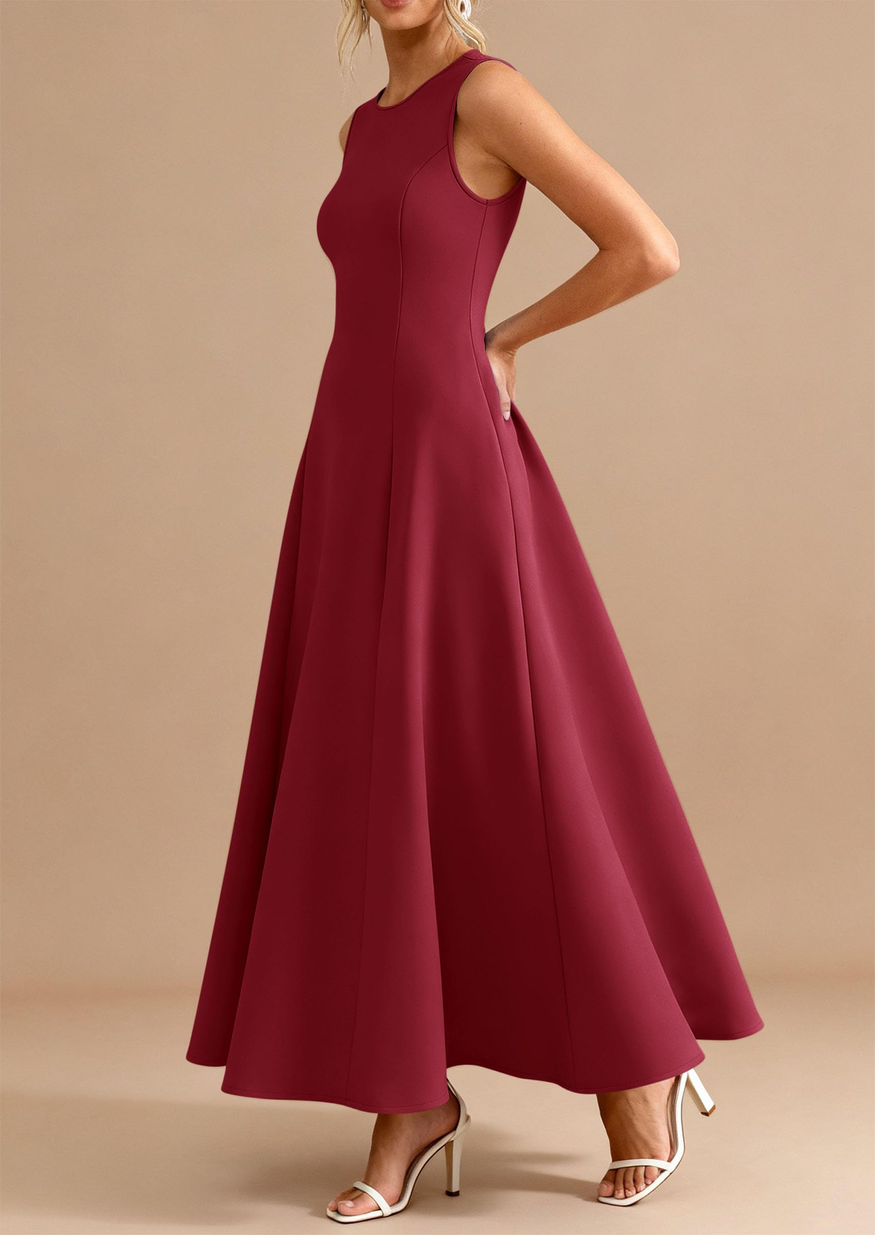 PRETTYGARDEN Women's Summer Tank Maxi Dress Spring Sleeveless Swing A Line Long Flowy Elegant Cocktail Dresses Pockets PRETTYGARDEN