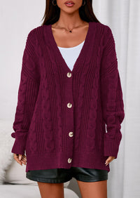 PRETTYGARDEN Women's Cable Knit Sweaters Fall Oversized Chunky Open Front Long Sleeve Cardigan Winter Coats