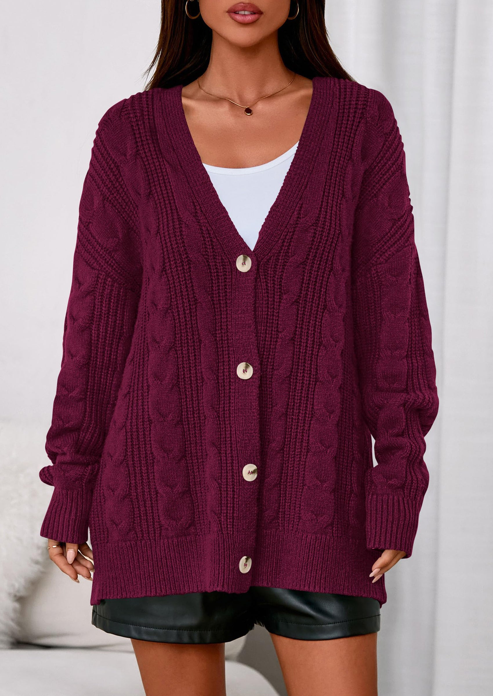 PRETTYGARDEN Women's Cable Knit Sweaters Fall Oversized Chunky Open Front Long Sleeve Cardigan Winter Coats