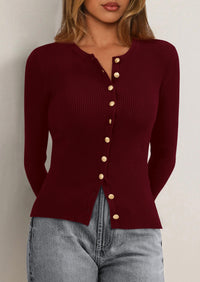 PRETTYGARDEN Womens Fall Cardigan Sweaters Lightweight Long Sleeve Button up Ribbed Knit Tops Winter Fashion Clothes