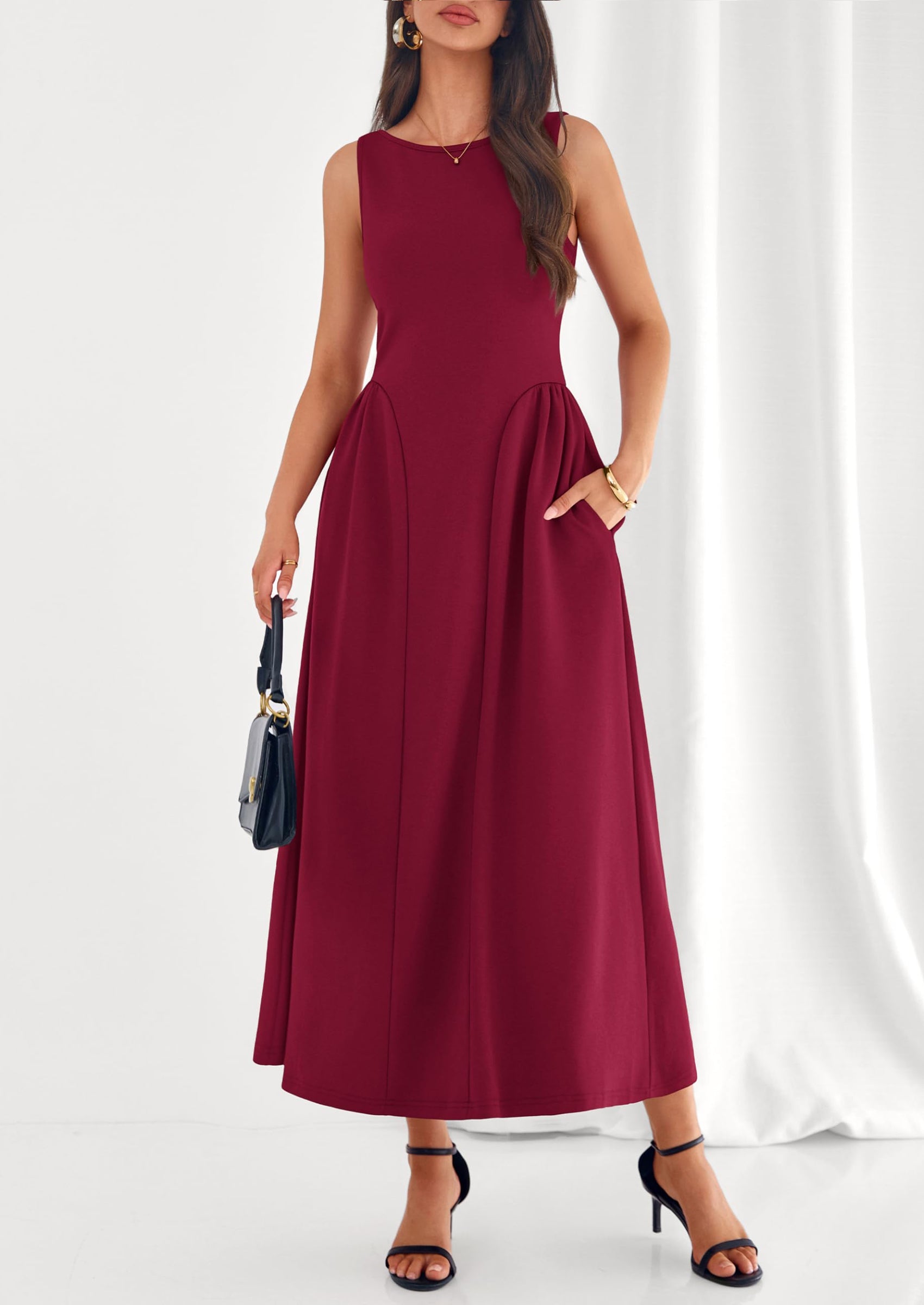 PRETTYGARDEN Summer Sleeveless Maxi Dresses for Women Elegant Classy A Line Tank Formal Midi Long Wedding Guest Dress PRETTYGARDEN