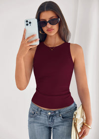 PRETTYGARDEN Womens Summer High Neck Ribbed Tank Tops Casual Basic Sleeveless Slim Fitted Racerback Workout T Shirts PRETTYGARDEN