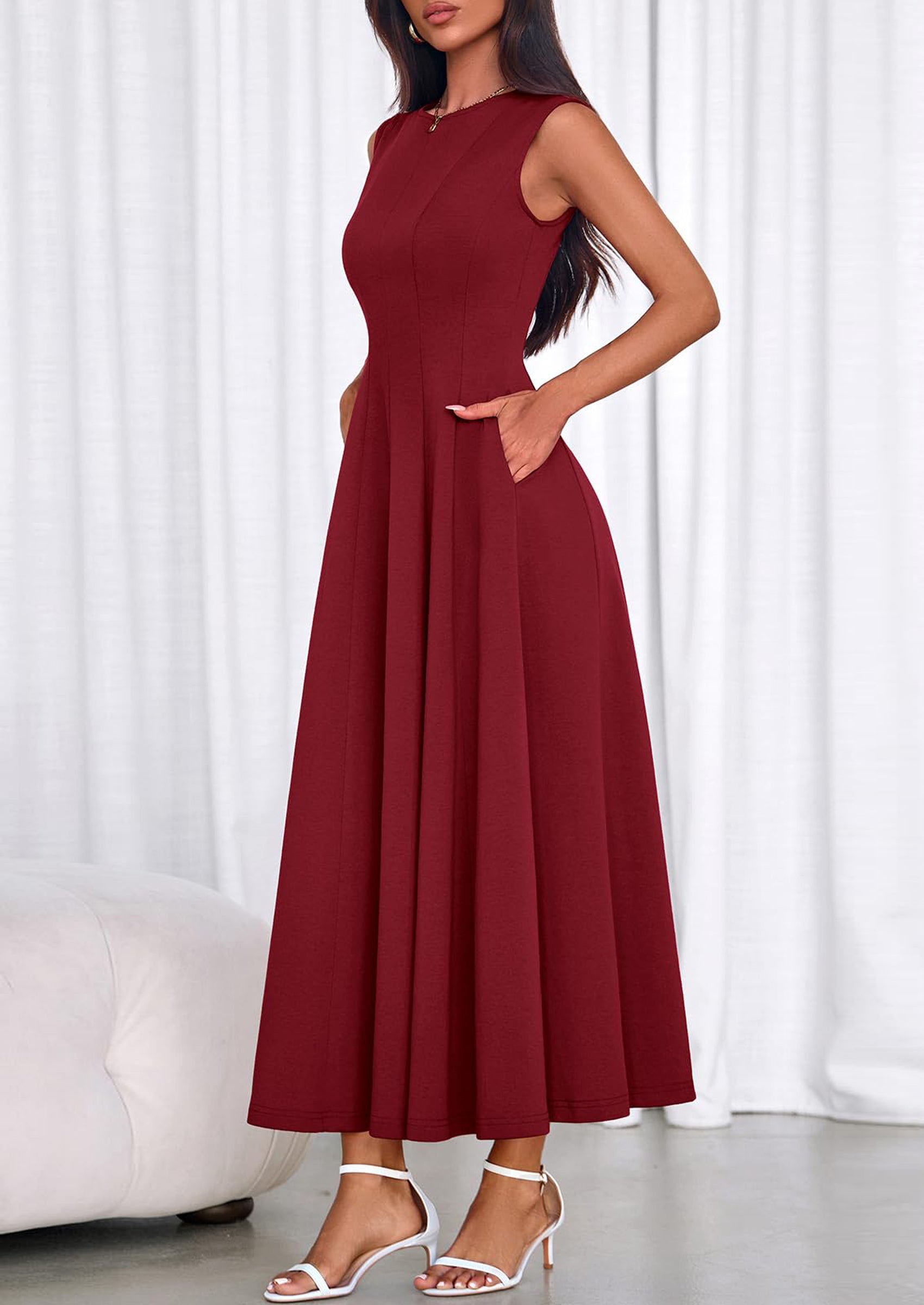 PRETTYGARDEN Sleeveless Crewneck Summer Maxi Dresses for Women Elegant Classy Semi Formal A Line Modest Party Dress PRETTYGARDEN