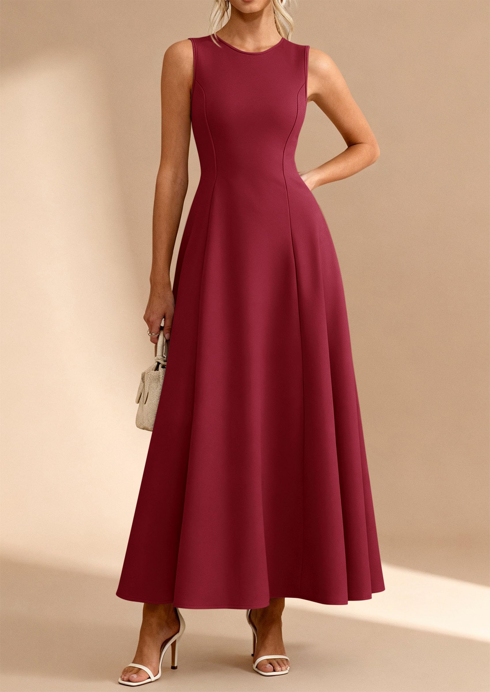 PRETTYGARDEN Women's Summer Tank Maxi Dress Spring Sleeveless Swing A Line Long Flowy Elegant Cocktail Dresses Pockets PRETTYGARDEN