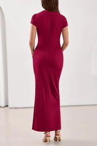 PRETTYGARDEN Womens Summer Maxi Dresses Casual Short Sleeve Crewneck Knit Slit T Shirt Dress Spring Long Beach Sundress PRETTYGARDEN