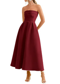 PRETTYGARDEN Cocktail Dresses for Women Summer Formal Elegant Tube Top Strapless Spring Wedding Guest Party Midi Dress PRETTYGARDEN