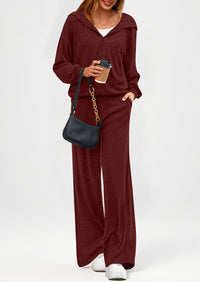 PRETTYGARDEN Women's 2 Piece Fall Lounge Sets Zip Up Hoodie Wide Leg Pants Tracksuit Matching Travel Outfits Clothes