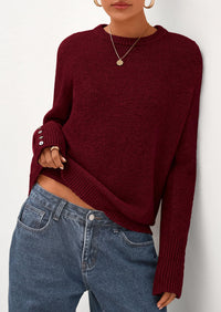 PRETTYGARDEN Womens Sweaters Fall Fashion Casual Crewneck Pullover Button Long Sleeve Cute Knit Tops Winter Clothes