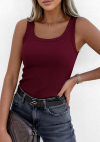 PRETTYGARDEN Womens Summer Tops Spring Cute Sleeveless Scoop Neck Workout Tank Top Casual Ribbed Knit Basic Cami Shirts PRETTYGARDEN