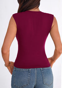 PRETTYGARDEN Womens T Shirts Spring Fashion V Neck Sleeveless Cute Going Out Tops Plain Fitted Tank Top Y2k Outfits PRETTYGARDEN