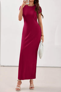 PRETTYGARDEN Womens Summer Maxi Dresses Casual Short Sleeve Crewneck Knit Slit T Shirt Dress Spring Long Beach Sundress PRETTYGARDEN