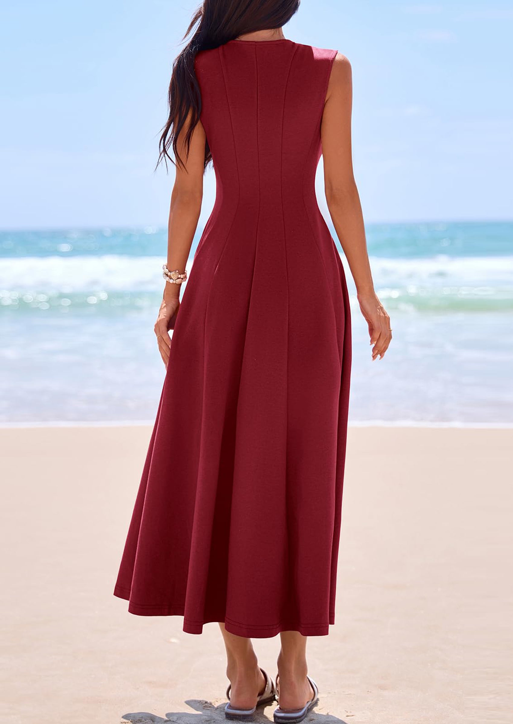 PRETTYGARDEN Sleeveless Crewneck Summer Maxi Dresses for Women Elegant Classy Semi Formal A Line Modest Party Dress PRETTYGARDEN
