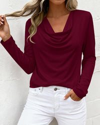 PRETTYGARDEN Womens Spring Tops Dressy Cowl Neck Long Sleeve Shirts Loose Business Casual Blouses Teacher Tunic Top PRETTYGARDEN