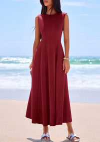 PRETTYGARDEN Sleeveless Crewneck Summer Maxi Dresses for Women Elegant Classy Semi Formal A Line Modest Party Dress PRETTYGARDEN