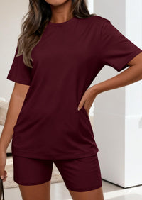 PRETTYGARDEN Women's Two Piece Matching Lounge Sets Summer Casual Tops Short Sleeve Shirts Shorts Travel Airport Outfits PRETTYGARDEN