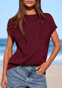 PRETTYGARDEN Women's Spring Sweater Vest Trendy Flower Knit Short Sleeve Cute Pullover Tank Tops Summer Fashion Clothing PRETTYGARDEN