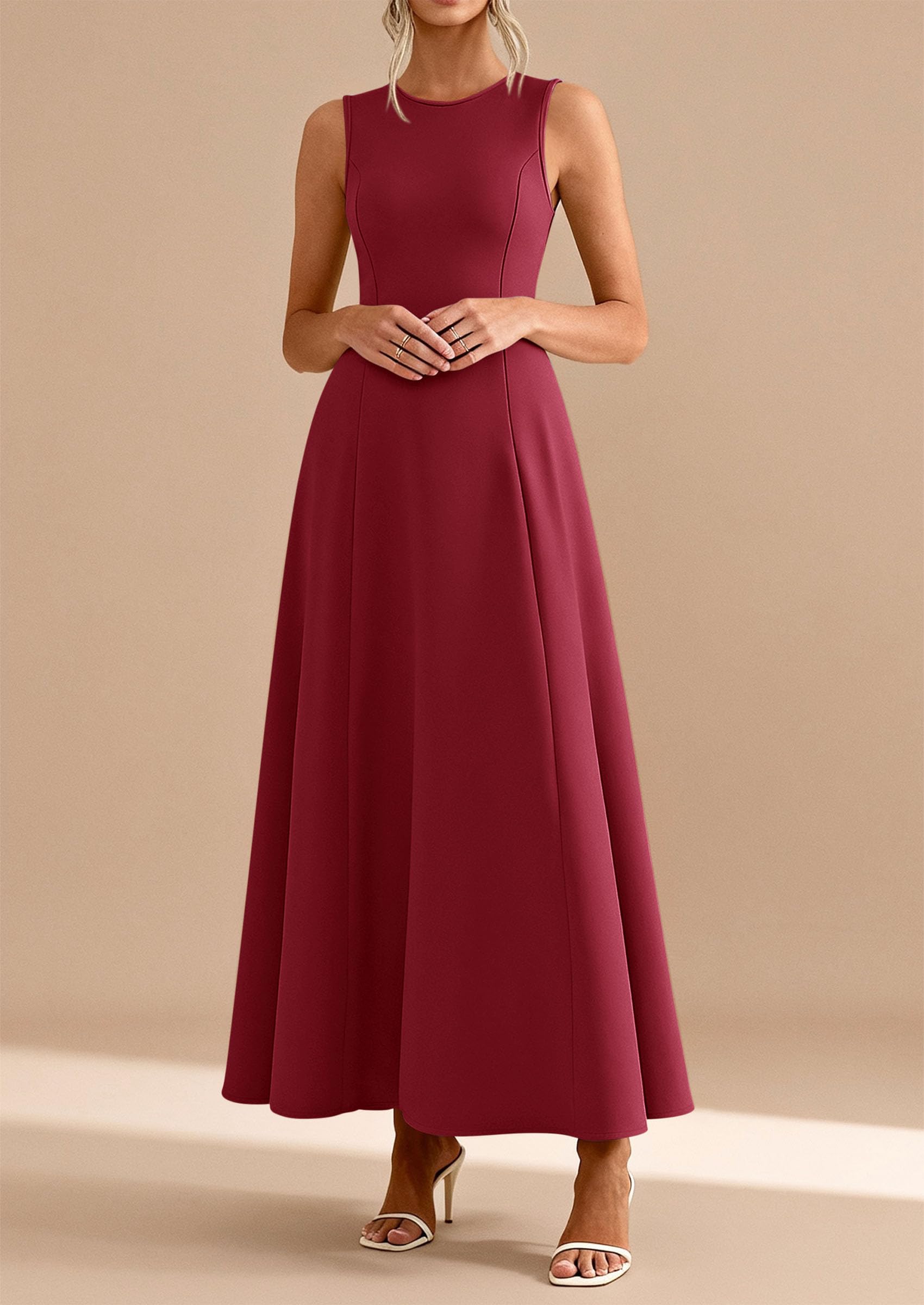 PRETTYGARDEN Women's Summer Tank Maxi Dress Spring Sleeveless Swing A Line Long Flowy Elegant Cocktail Dresses Pockets PRETTYGARDEN