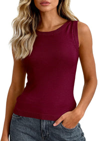 PRETTYGARDEN Tank Top for Women Summer Sleeveless Sweater Tops Spring Business Casual Work Shirts Ribbed Knit Blouses PRETTYGARDEN