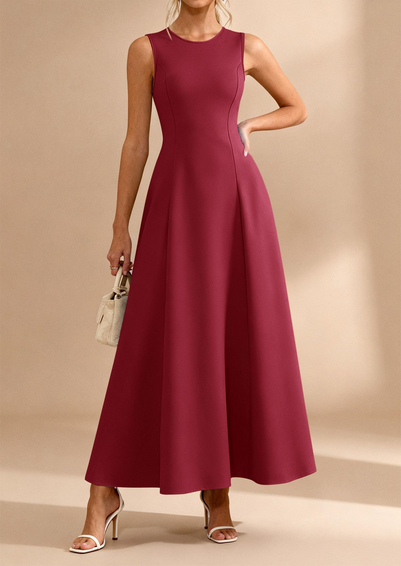 PRETTYGARDEN Women's Summer Tank Maxi Dress Spring Sleeveless Swing A Line Long Flowy Elegant Cocktail Dresses Pockets PRETTYGARDEN