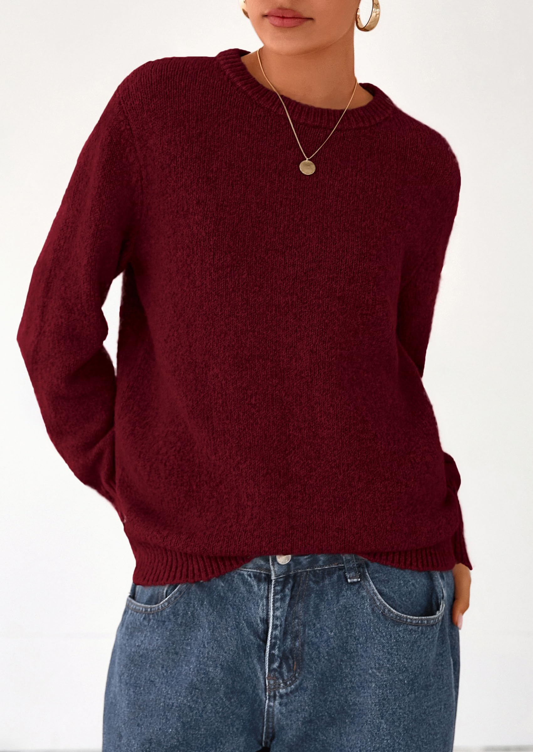 PRETTYGARDEN Womens Sweaters Fall Fashion Casual Crewneck Pullover Button Long Sleeve Cute Knit Tops Winter Clothes