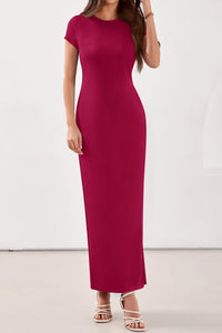 PRETTYGARDEN Womens Summer Maxi Dresses Casual Short Sleeve Crewneck Knit Slit T Shirt Dress Spring Long Beach Sundress PRETTYGARDEN