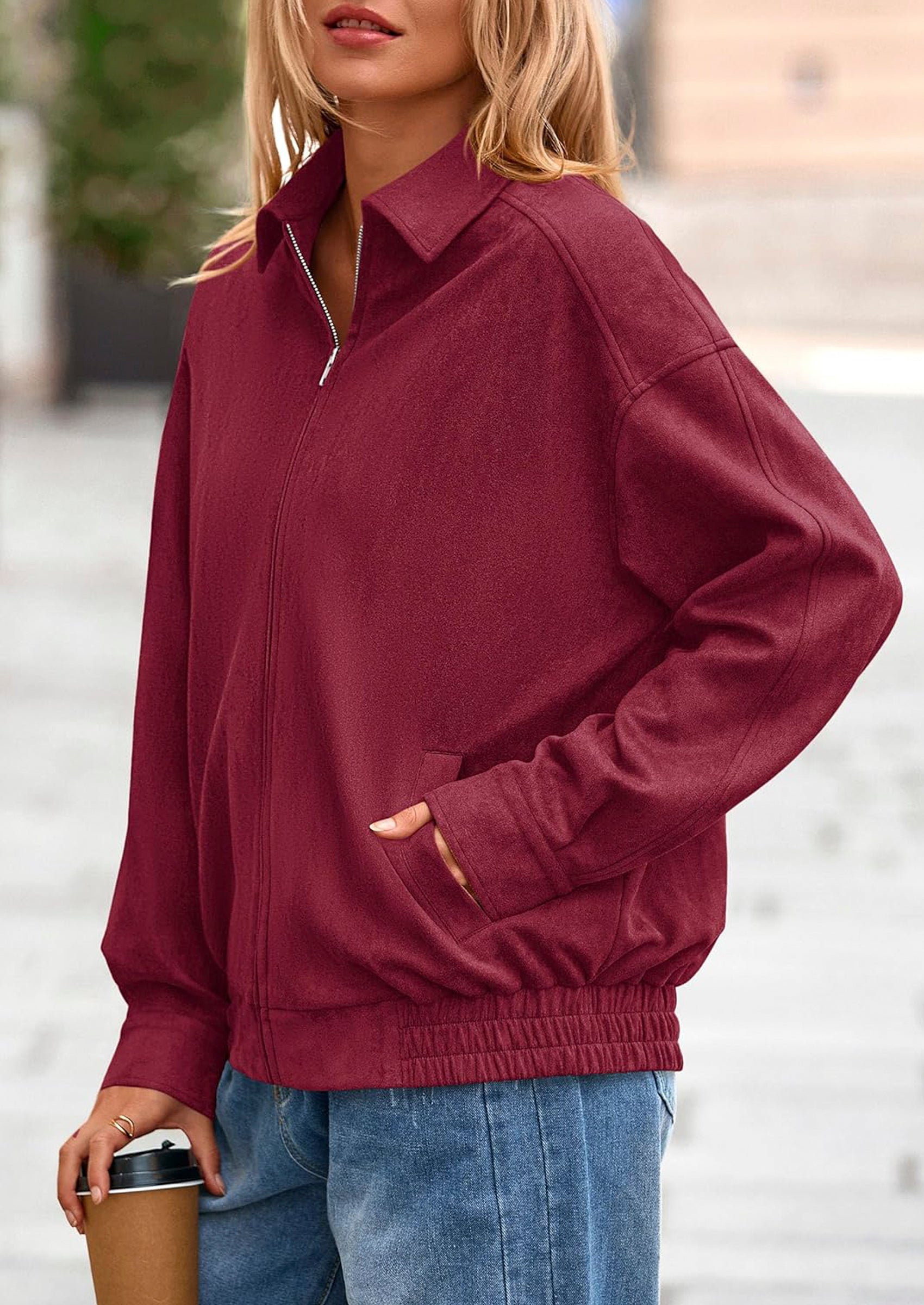 PRETTYGARDEN Women's Faux Suede Motorcycle Jacket Trendy Fall Fashion Oversized Zip Up Coats Winter Clothes Outerwear