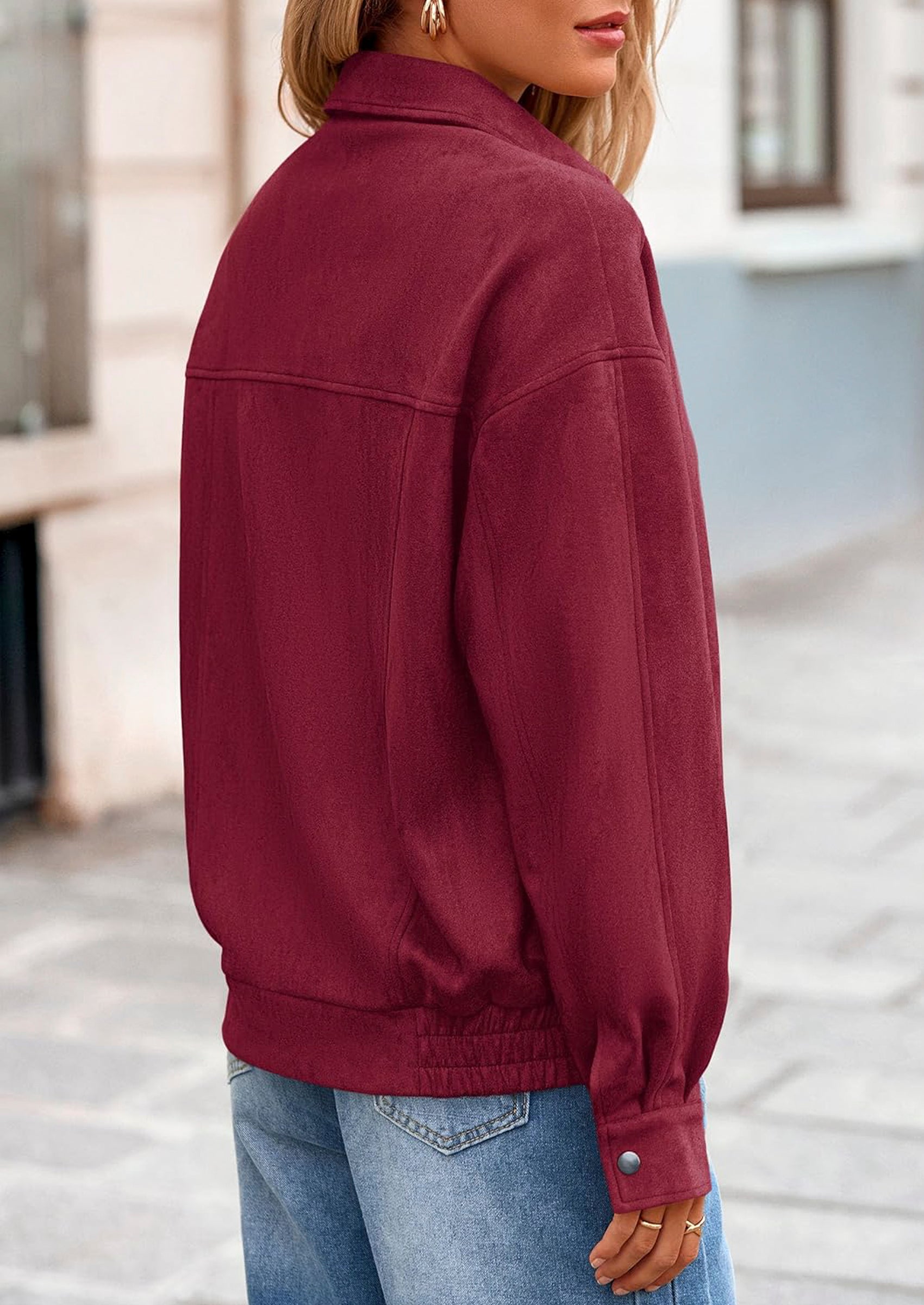 PRETTYGARDEN Women's Faux Suede Motorcycle Jacket Trendy Fall Fashion Oversized Zip Up Coats Winter Clothes Outerwear