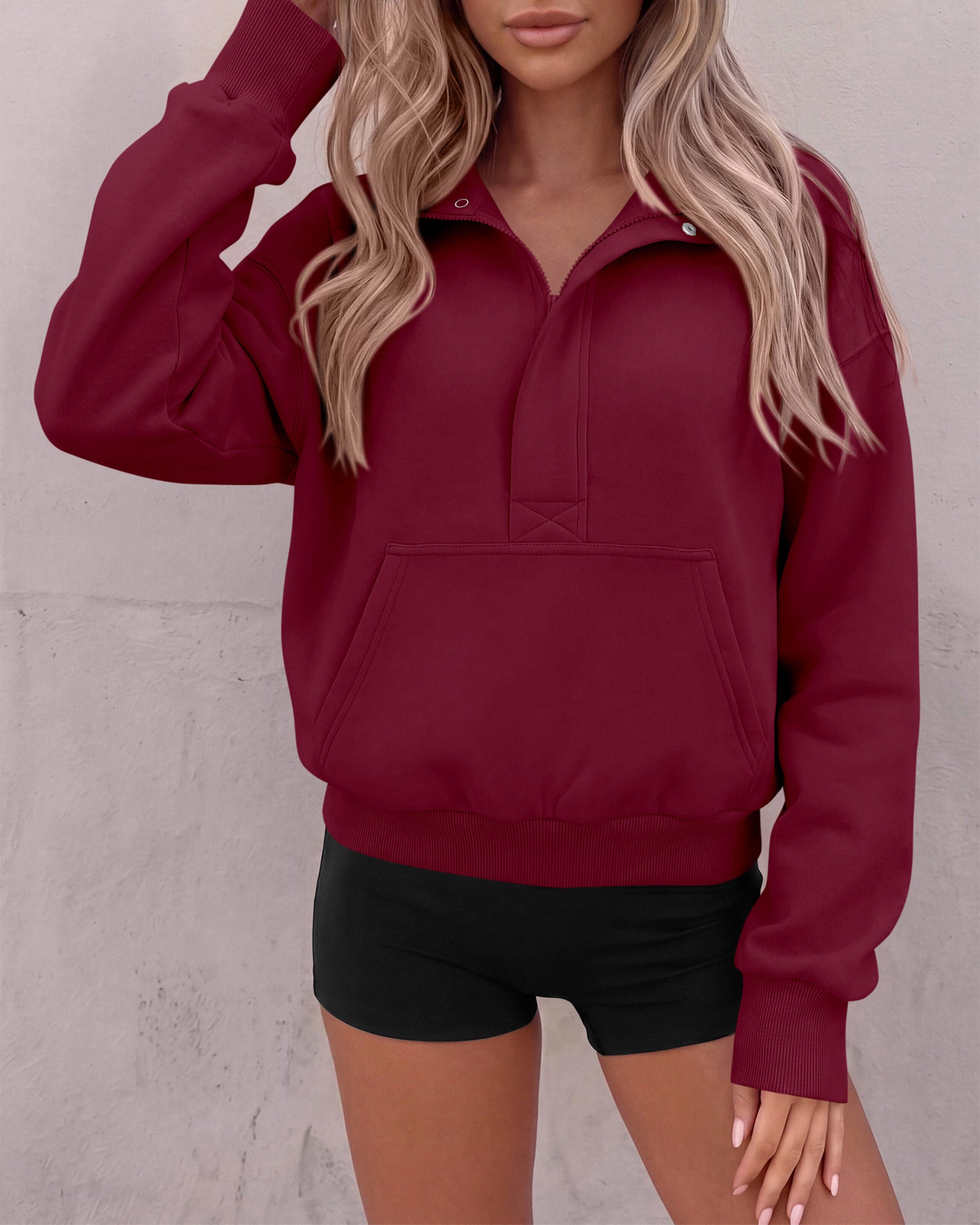 PRETTYGARDEN Womens Long Sleeve Quarter Zip Crop Sweatshirts | Mock Neck FLeece Sweatshirt, Button up Henley Neck Pullover, Relaxed Fit Cropped Tops, Casual Lounge Wear, Fall Outfits 2026